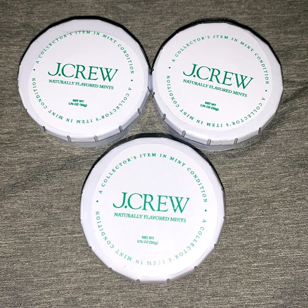 Rare 3 J. Crew Peppermint tins with mints